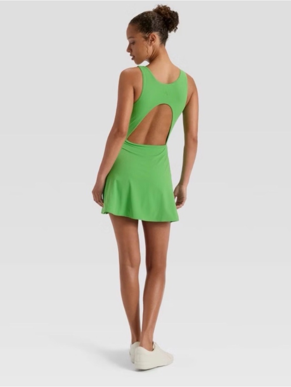 JoyLab Green Mini Dress with White and Blue Side Stripes - Picture 4 of 5